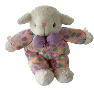 Dan Dee Vintage 1992 Lamb Plush Stuffed Animal Pink Jellybean Pajamas Easter 12”